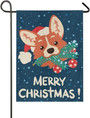 Merry Christmas Cute Corgi Dog Burlap Garden Flag Home Banners, Double Sided Welcome Farmhouse Outdoor Yard Decorative Flag 12 X 18 Inch