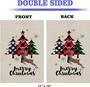 Merry Christmas Garden Flag, 12 X 18 Vertical Double Sided Buffalo Plaid Pine Tree Yard Flags Leopard Print Christmas Decorations Seasonal Winter Decor For Farmhouse Outdoor Holidays