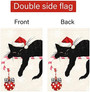 Merry Christmas Garden Flag 12x18 Double Sided Vertical, Burlap Small Winter Farmhouse Rustic Welcome Christmas Black Cat Ball Yard Flag Holiday Christmas House Outdoor Decorations