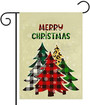 Merry Christmas Garden Flag Christmas Tree Buffalo Check Plaid Vertical Double Sided Yard Flag Holiday Winter Outdoor Decoration