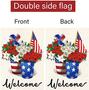 Patriotic Memorial Day Usa Garden Flag 12x18 Double Sided Vertical, Small Burlap American Star And Strip Floral 4th Of July Garden Yard Flags Banner Memorial Day Independence Day Outdoor House Decorations