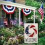 Patriotic Welcome American Strip And Star Wreath Garden Flag 12×18 Inch Double Sided Vertical 4th Of July Independence Day Memorial Day Yard Outdoor Decor