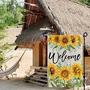 Summer Garden Flag Welcome Sunflower 12x18 Inch Small Double Sided For Outside Yard