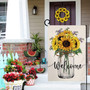 Summer Sunflower Garden Flag 12x18 Vertical Double Sided Welcome Summer Mason Jar Flowers Farmhouse Outside Decorations Burlap Yard Flag