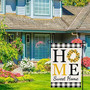 Sunflower Home Sweet Home Garden Flag For Outside Summer Flags For Farmhouse Lawn Outdoor Décor, Burlap Vertical Buffalo Check Plaid Flower Small Rustic Yard Flags