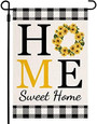 Sunflower Home Sweet Home Garden Flag For Outside Summer Flags For Farmhouse Lawn Outdoor Décor, Burlap Vertical Buffalo Check Plaid Flower Small Rustic Yard Flags
