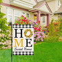 Sunflower Home Sweet Home Garden Flag For Outside Summer Flags For Farmhouse Lawn Outdoor Décor, Burlap Vertical Buffalo Check Plaid Flower Small Rustic Yard Flags