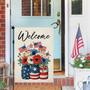 Welcome Flower Vase 4th Of July Garden Flag Independence Day Garden Flag Vertical Double Sided Burlap Patriotic Memorial Day American Veteran Holiday Farm Home Outside Yard Decor