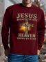 Men Jesus Because Of Him Heaven Knows My Name Crew Neck Casual Text Letters Sweatshirt