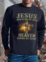 Men Jesus Because Of Him Heaven Knows My Name Crew Neck Casual Text Letters Sweatshirt