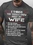 Men's 5things You Should Know A About My Wifeinfluence Funny Graphic Print Regular Fit Text Letters T-shirt
