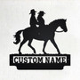 Custom Cowboy and Cowgirl Riding a Horse Metal Wall Art, Personalized Cowboy Name Sign Decoration For Room, Cowboy Home Decor, Custom Cowboy