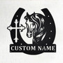 Custom Large Horseshoe With Horse Head And Cross Metal Wall Art, Personalized Horse Name Sign Decoration For Room,Horse And Cross Home Decor