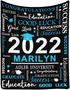 Custom Blanket For Graduation Gift, Class Of 2022 Graduation Success Good Luck Black Blue Blanket Personalized Throw Blanket For Him Her Daughter Son From Mom Dad Graduation Decoration Birthday
