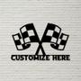 Customizable Metal Checkered Racing Flags sign, personalized race, last name race car, name race car sign, metal racing sign, race car sign