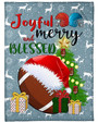 Football Joyful And Blessed Blanket, football santa hat christmas tree blankets, Christmas blankets, football mom, gifts for son