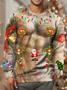 Mens Funny Christmas Ugly Hairy Cute Muscle 3d Print Crew Neck Casual Sweatshirt
