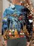 Men's Merry Christmas Funny Snowman Full Print Claus Casual Loose Sweatshirt