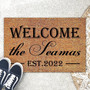 Personalized Welcome Family Name Est.2022 Rectangular Coir Doormat Doormats, Closing Gift Inspirational Quotes Funny Door Mats For Entrance Front Door Outside Entry Porch