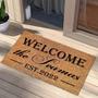 Personalized Welcome Family Name Est.2022 Rectangular Coir Doormat Doormats, Closing Gift Inspirational Quotes Funny Door Mats For Entrance Front Door Outside Entry Porch