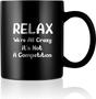 Funny Mugs Ceramic Grandma Mug Relax We're All Crazy It's Not A Competition Christmas Mug Gift Cool Coffee Mug Gifts For Grandma Women Men, 11 Ounce (black)