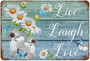 Live Laugh Love Sign Retro Funny Home Decor Tin Sign, Vintage Quotes Wall Decor, Daisy Vase And Butterfly Tin Metal Wall Art Signs, Vintage Metal Bar Pub Poster