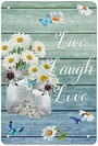 Vintage Daisy Vase Poster Metal Sign Live Laugh Love Sign Retro Wood Grain Plaque Wall Decor Gift For Home Kitchen Office Club Bar Gym