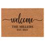 Welcome Family Name Est Custom Personalized Coir Doormat Welcome Front Door Mat New Home Closing Housewarming Gift