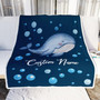Personalized Baby Blanket With Custom Name Ocean Blue Whale Newborn Son Daughter Niece Nephew Grandson Granddaughter Birthday Christmas Bed Fleece Blanket