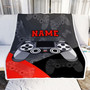 Personalized Bedding Gaming Blanket Custom Name Red Black Video Game Controller Gamer Blanket for Boys Girls Son Men Birthday Christmas Fleece Throw Blanket