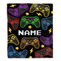 Personalized Bedding Gaming Blanket Name Dark Color Video Game Controller Gamer Blanket for Boys Kids Son Men Women Birthday Christmas Fleece Throw Blanket