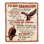Personalized to My Grandson From Grandma Nana Mimi When Life's Troubles Try to Scare You Along The Way Eagle Grandson Birthday Christmas Fleece Blanket
