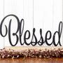 Blessed Sign Metal Wall Art Family Sign Wall Decor Farmhouse Sign Thankful Sign Gratitude Laser Cut Metal Matte Black Shown