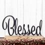 Blessed Sign Metal Wall Art Family Sign Wall Decor Farmhouse Sign Thankful Sign Gratitude Laser Cut Metal Matte Black Shown