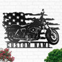 Custom US Motorcycle Metal Wall Art, Personalized Motorcycle Garage Name Sign Decoration For Living Room US Biker Home Decor