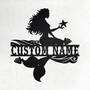 Mermaid Personalized Metal Sign Decorative Last Name Wall Art Gift for Birthday Living Room Fancy Wall Sculptures Decor