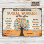 Metal Sign- Beautiful Tree Social Worker In This Office Rectangle Metal Sign Custom Name