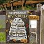 Metal Sign- Bee And Flower Honey Bee Hives Rules Rectangle Metal Sign Custom Name