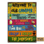 Metal Sign- Colorful Rectangle Welcome To Our Camper Rectangle Metal Sign Custom Name