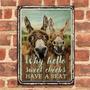 Metal Sign- Donkey Couple Why Hello Sweet Cheeks Rectangle Metal Sign