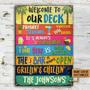 Metal Sign- Funny Design Welcome To Our Deck Bar Grilling Rectangle Metal Sign Custom Name