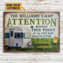 Metal Sign- Nice Design Camping Attention Campers Rectangle Metal Sign Custom Name