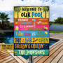 Metal Sign- Swimming Pool Bar Grilling Vertical Rectangle Custom Name Rectangle Metal Sign Pretty Design