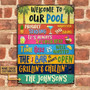 Metal Sign- Swimming Pool Bar Grilling Vertical Rectangle Custom Name Rectangle Metal Sign Pretty Design