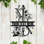 Personalized Violin Floral Metal Wall Art, Musical Metal Sign, Violin Wall Decor, Gift For Musician, Metal Decor Music Time, Living Room Decor