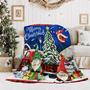 Christmas Blanket, Merry Christmas Tree Gnomes Throw Blanket, Red Buffalo Plaid Truck Holiday Winter Thick Crystal Velvet Blanket