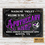 Metal Sign- Apothecary Magical Chemistry Black Rectangle Metal Sign Custom Name Place
