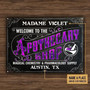 Metal Sign- Apothecary Magical Chemistry Black Rectangle Metal Sign Custom Name Place