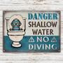 Metal Sign- Diving Shallow Water Blue Theme Rectangle Metal Sign