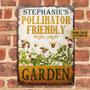 Metal Sign- Flower Garden Bee Pollinator Friendly Rectangle Metal Sign Custom Name